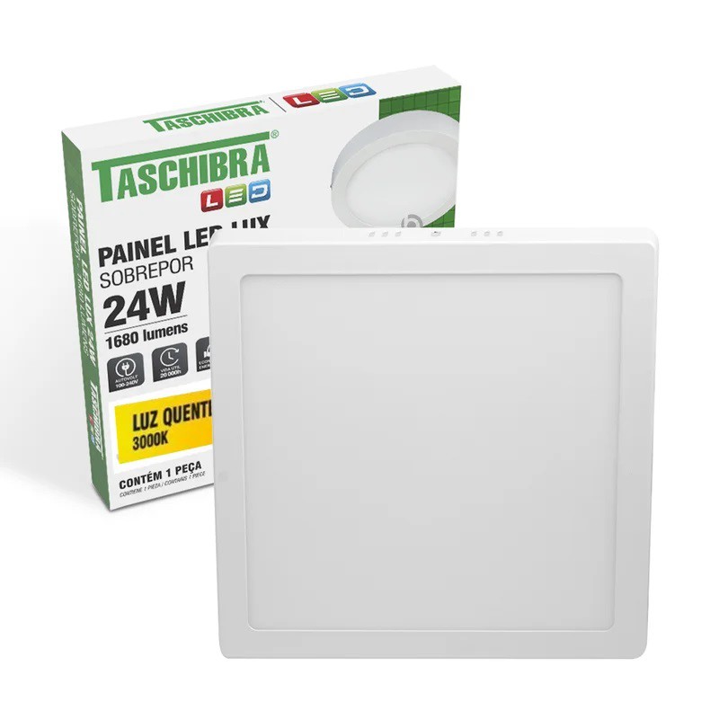 Plafon Led Quadrado Sob 24w 3000k Tasch
